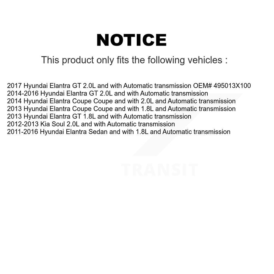 Front Right CV Axle Drive Shaft And Bearing Kit For Hyundai Elantra GT Kia Soul Coupe KN7-100621