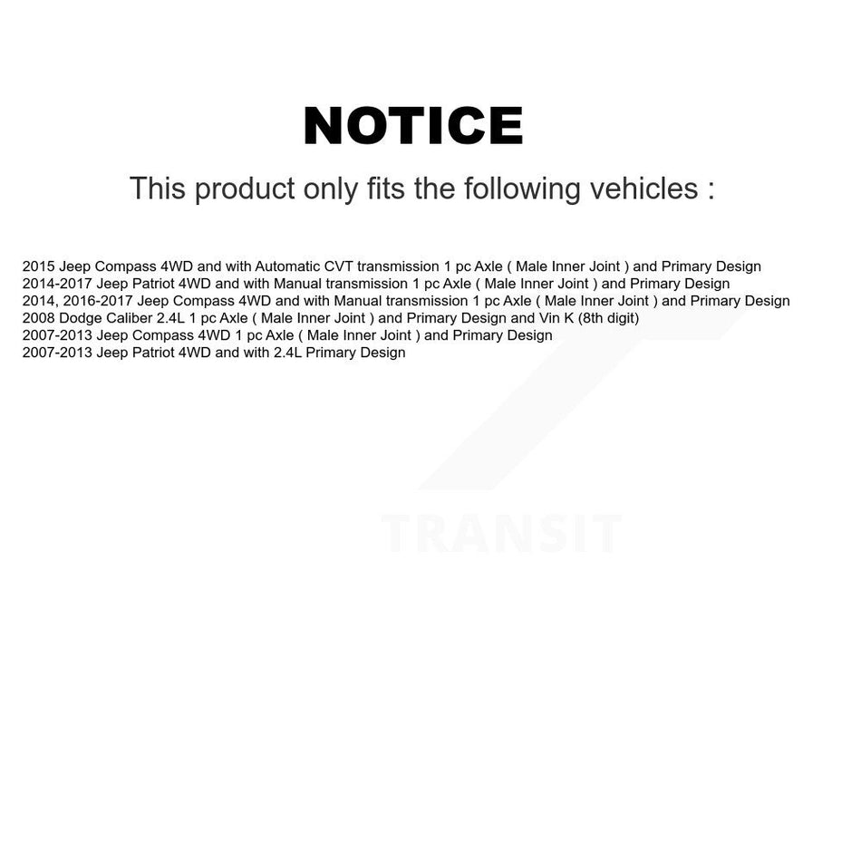 Front Right CV Axle Drive Shaft And Bearing Kit For Jeep Patriot Compass Dodge Caliber KN7-100637