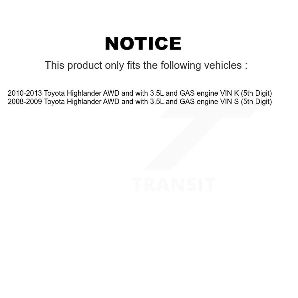 Front Right CV Axle Drive And Bearing Kit For Toyota Highlander AWD with 3.5L GAS engine KN7-100639