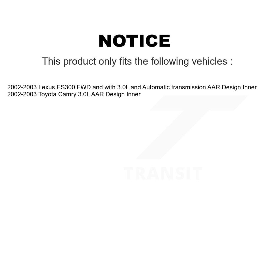 Front Right CV Axle & Bearing Kit For 2002-2003 Toyota Camry Lexus ES300 AAR Design Inner KN7-100647