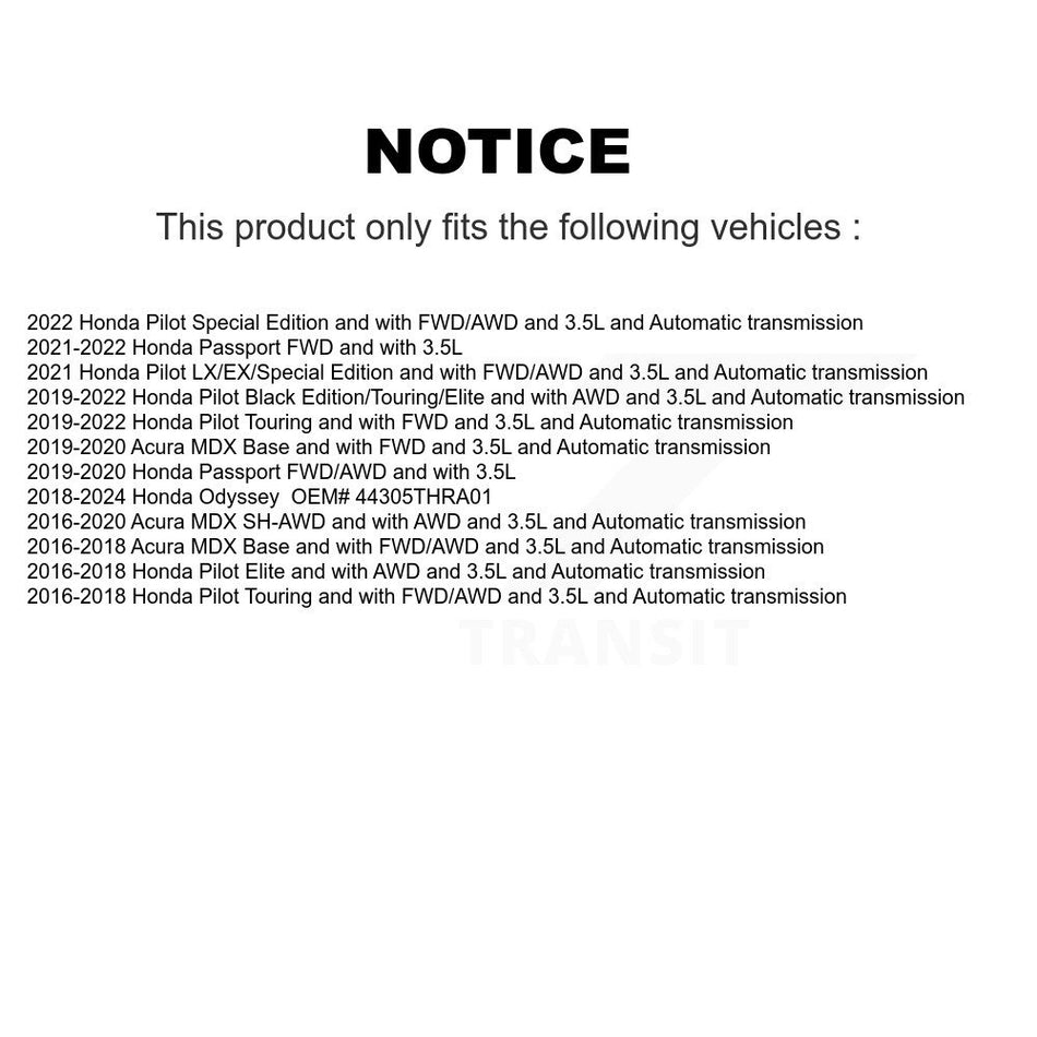 Front Right CV Axle Drive Shaft And Wheel Bearing Kit For Honda Pilot Acura MDX Passport KN7-100665
