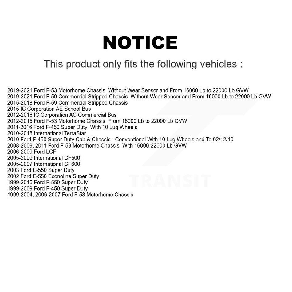 AmeriBRAKES Front Rear Semi-Metallic Disc Brake Pads Kit For Ford F-450 Super Duty F-550 F-59 Commercial Stripped Chassis International IC Corporation LCF CF500 CF600 TerraStar AE School AC KNF-100134