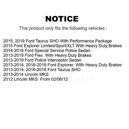 Front Ceramic Rear Semi-Metallic Disc Brake Pads Kit For Ford Explorer Flex Taurus Police KNF-100149