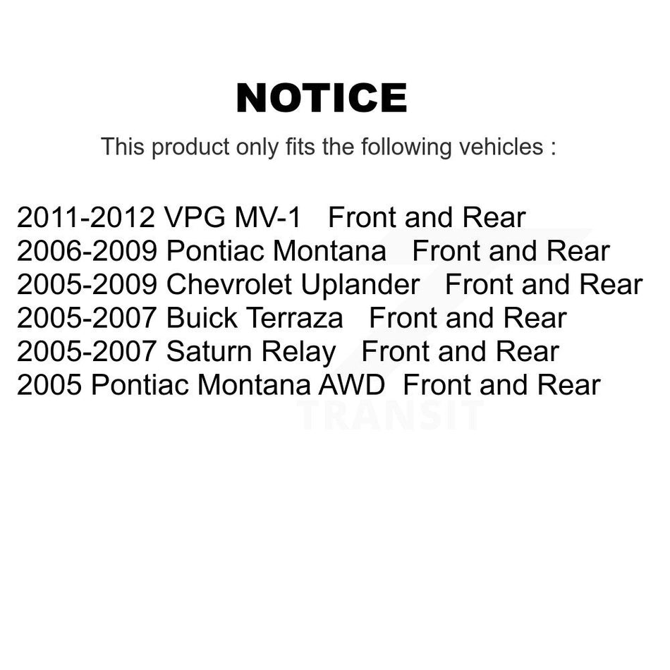 AmeriBRAKES Front Rear Ceramic Disc Brake Pads Kit For Chevrolet Uplander Pontiac Montana Buick Terraza Saturn Relay VPG MV-1 KNF-100258