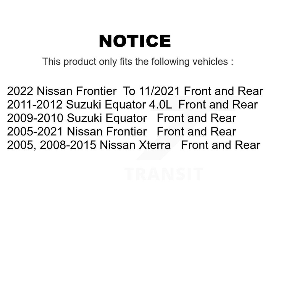 AmeriBRAKES Front Rear Ceramic Disc Brake Pads Kit For Nissan Frontier Xterra Suzuki Equator KNF-100424