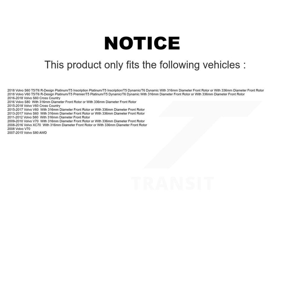 AmeriBRAKES Front Rear Semi-Metallic Disc Brake Pads Kit For Volvo S60 XC70 S80 V60 Cross Country V70 KNF-100449