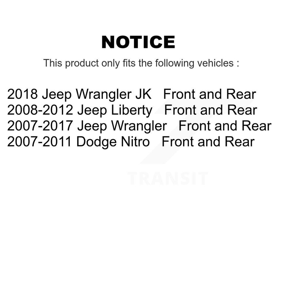 AmeriBRAKES Front Rear Ceramic Disc Brake Pads Kit For Jeep Wrangler Liberty Dodge Nitro JK KNF-100532