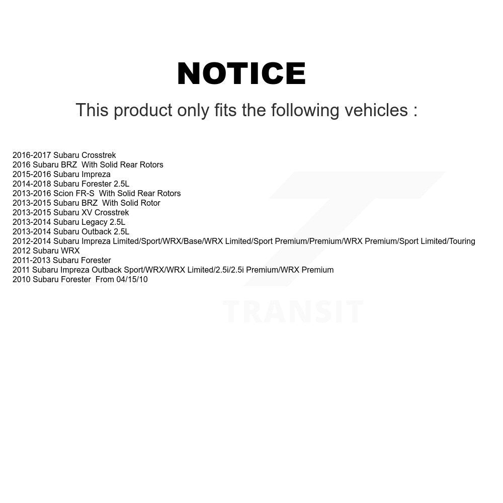 Front Rear Ceramic Disc Brake Pads Kit For Subaru Forester Impreza XV Crosstrek Outback KNF-100664