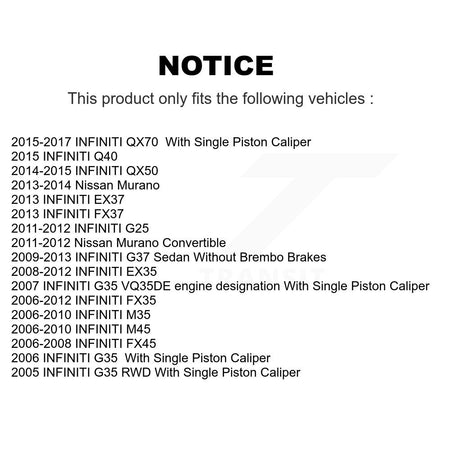Front Semi-Metallic Rear Ceramic Disc Brake Pads Kit For INFINITI Nissan Murano G37 G35 KNF-100707