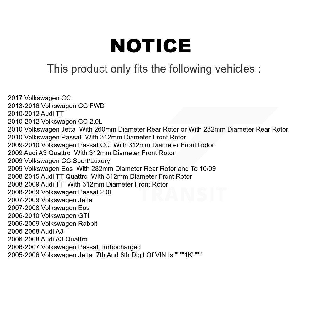 Front Semi-Metallic Rear Ceramic Disc Brake Pads Kit For Volkswagen Jetta Rabbit Audi CC KNF-100719