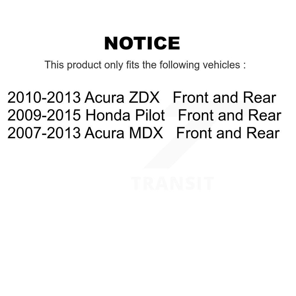 AmeriBRAKES Front Rear Ceramic Disc Brake Pads Kit For Honda Pilot Acura MDX ZDX KNF-100753