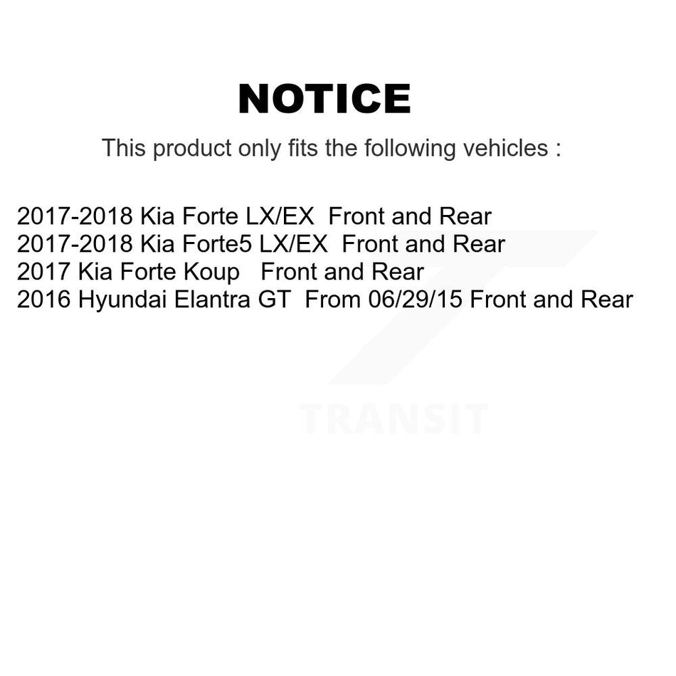 AmeriBRAKES Front Rear Ceramic Disc Brake Pads Kit For Kia Forte Hyundai Elantra GT Forte5 Koup KNF-100809