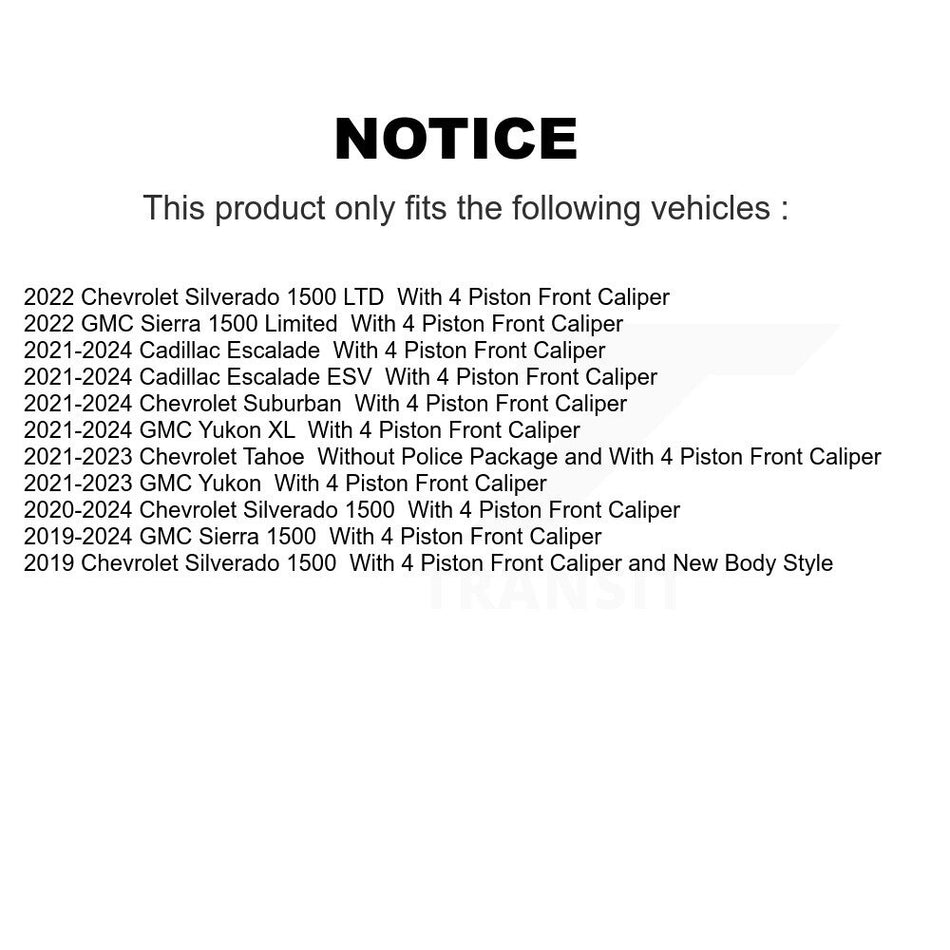 AmeriBRAKES Front Rear Semi-Metallic Disc Brake Pads Kit For Chevrolet Silverado 1500 GMC Sierra Cadillac Tahoe Yukon Escalade Suburban XL ESV LTD Limited KNF-100855