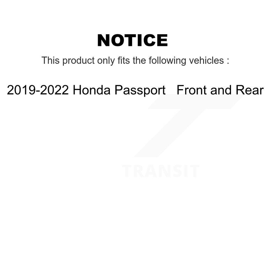 AmeriBRAKES Front Rear Ceramic Disc Brake Pads Kit For 2019-2022 Honda Passport KNF-100876