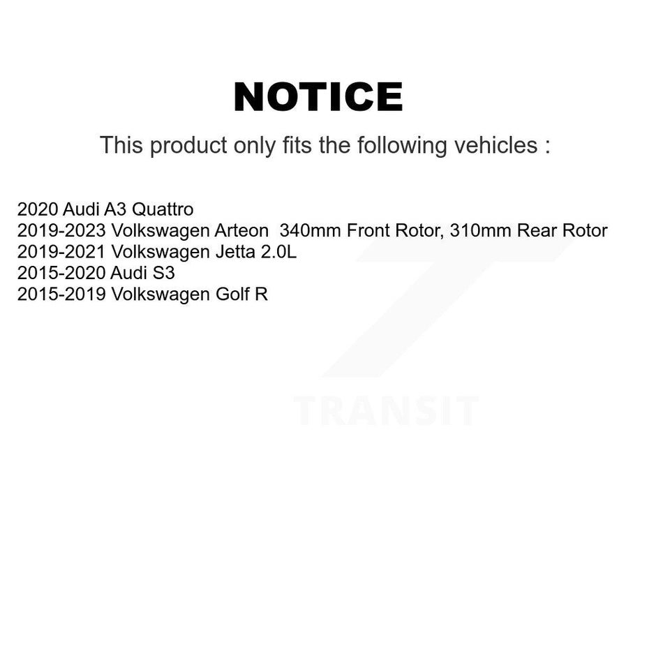 AmeriBRAKES Front Rear Ceramic Disc Brake Pads Kit For Volkswagen Jetta Golf R Audi S3 Arteon A3 Quattro KNF-101065