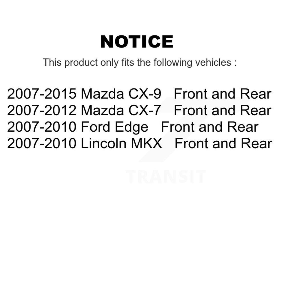 AmeriBRAKES Front Rear Ceramic Disc Brake Pads Kit For Ford Edge Mazda CX-9 CX-7 Lincoln MKX KNF-101233