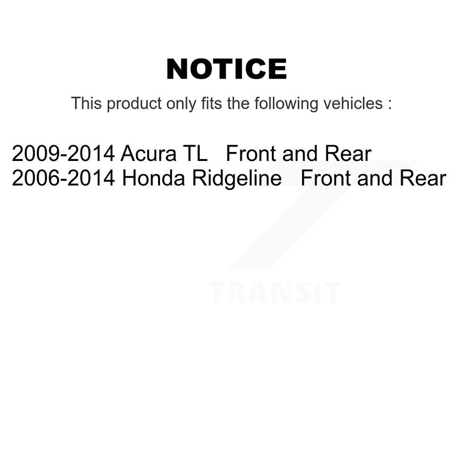 AmeriBRAKES Front Rear Ceramic Disc Brake Pads Kit For Honda Ridgeline Acura TL KNF-101281