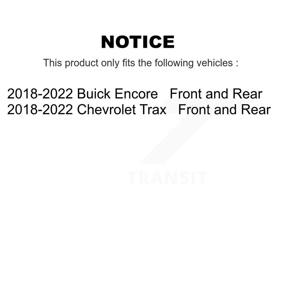 AmeriBRAKES Front Rear Ceramic Disc Brake Pads Kit For 2018-2022 Chevrolet Trax Buick Encore KNF-101328