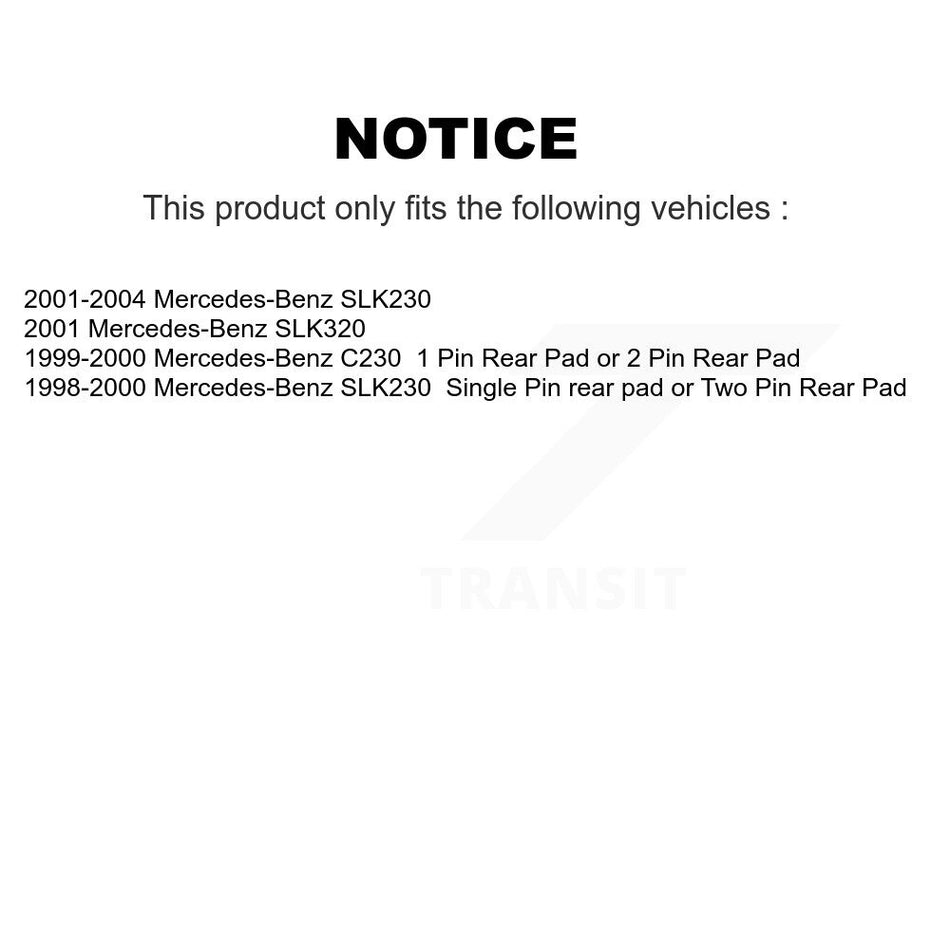 AmeriBRAKES Front Rear Semi-Metallic Disc Brake Pads Kit For Mercedes-Benz SLK230 C230 SLK320 KNF-101400