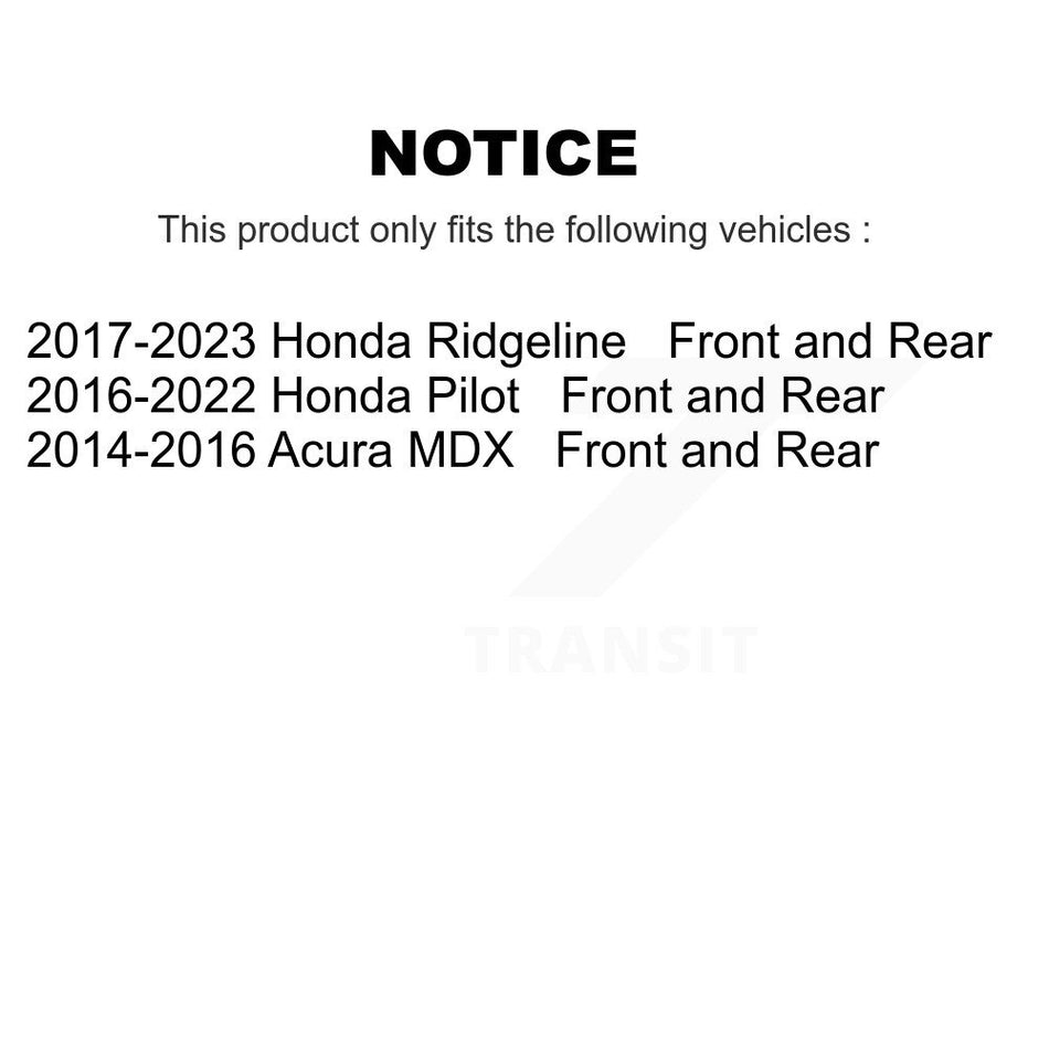 AmeriBRAKES Front Rear Ceramic Disc Brake Pads Kit For Honda Pilot Acura MDX Ridgeline KNF-101407