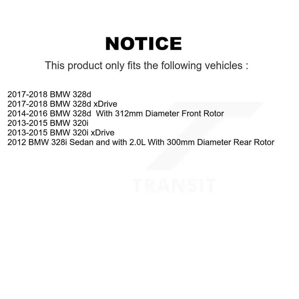 AmeriBRAKES Front Rear Semi-Metallic Disc Brake Pads Kit For BMW 328i xDrive 320i 330i 428i 430i Gran Coupe GT 328d 228i 230i KNF-101453