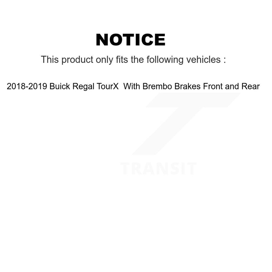 AmeriBRAKES Front Semi-Metallic Rear Ceramic Disc Brake Pads Kit For 2018-2019 Buick Regal TourX With Brembo Brakes KNF-101539