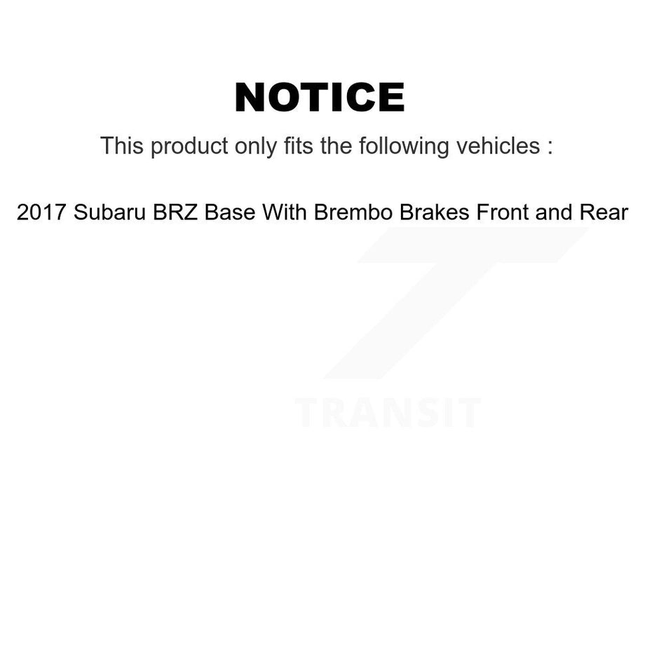 AmeriBRAKES Front Semi-Metallic Rear Ceramic Disc Brake Pads Kit For 2017 Subaru BRZ Base With Brembo Brakes KNF-101553