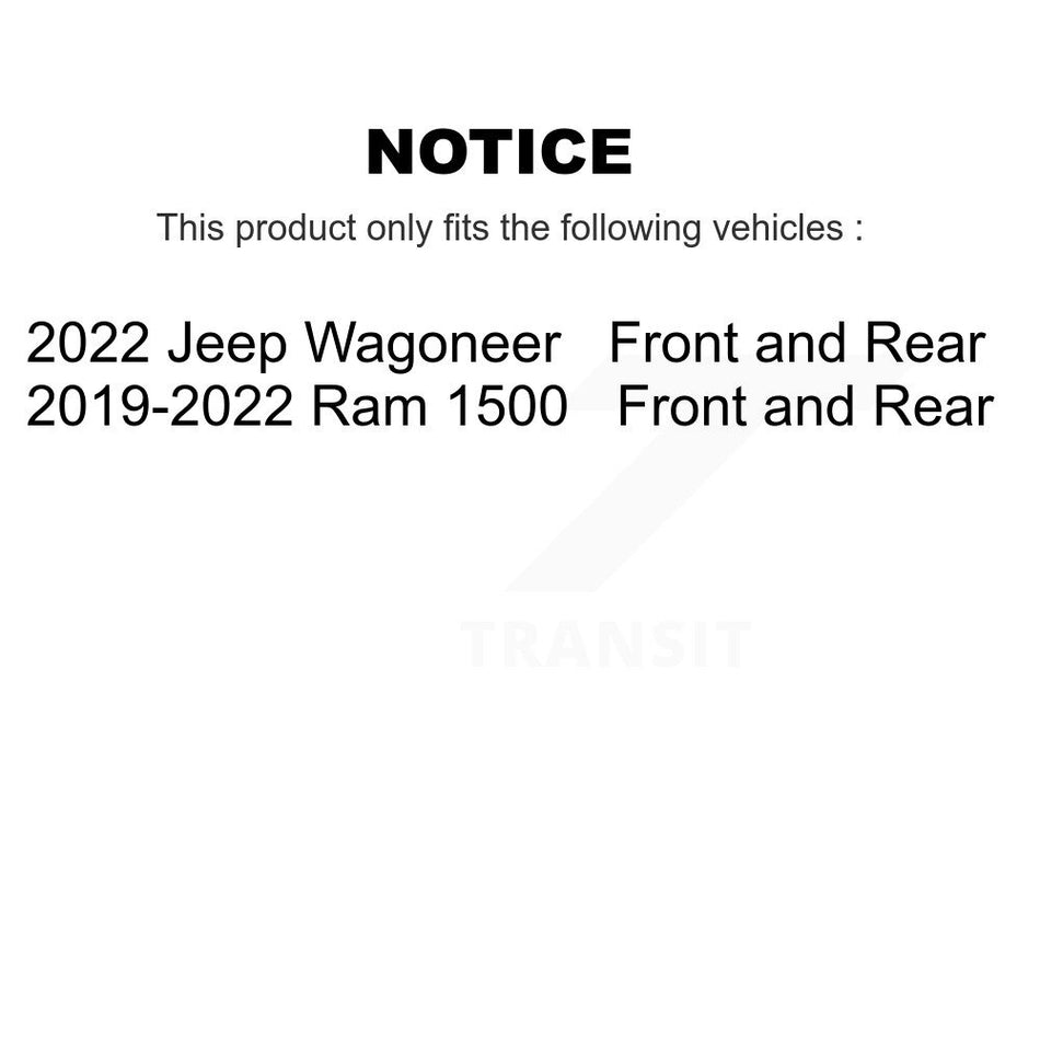 AmeriBRAKES Front Rear Semi-Metallic Disc Brake Pads Kit For Ram 1500 Jeep Wagoneer KNF-101866