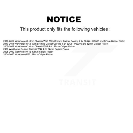 Front Rear Semi-Metallic Disc Brake Pads Kit For Workhorse Custom Chassis W42 P32 KNF-101950
