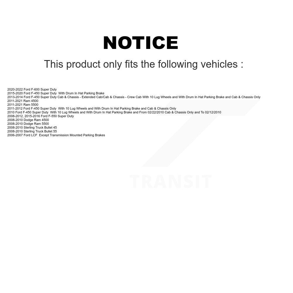 Rear Parking Brake Shoe & Hardware Kit For Ford F-450 Super Duty F-550 Ram Dodge Sterling KNH-100095