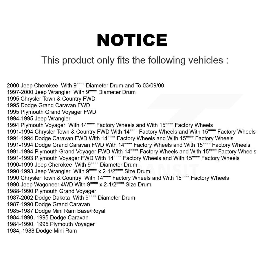 Rear Drum Brake Shoes Hardware Kit For Jeep Dodge Dakota Wrangler Cherokee Plymouth Grand KNH-100123