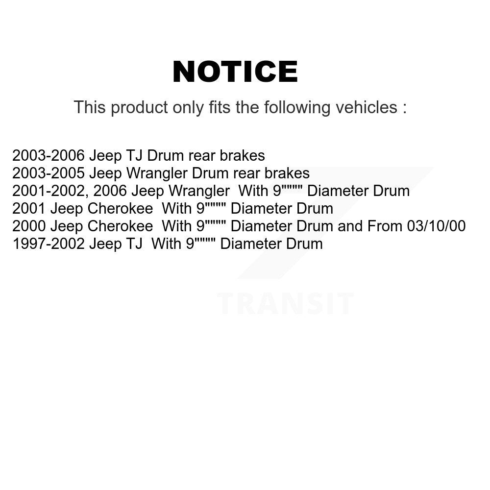 Rear Drum Brake Shoes With Hardware Kit For Jeep Wrangler Cherokee TJ KNH-100125