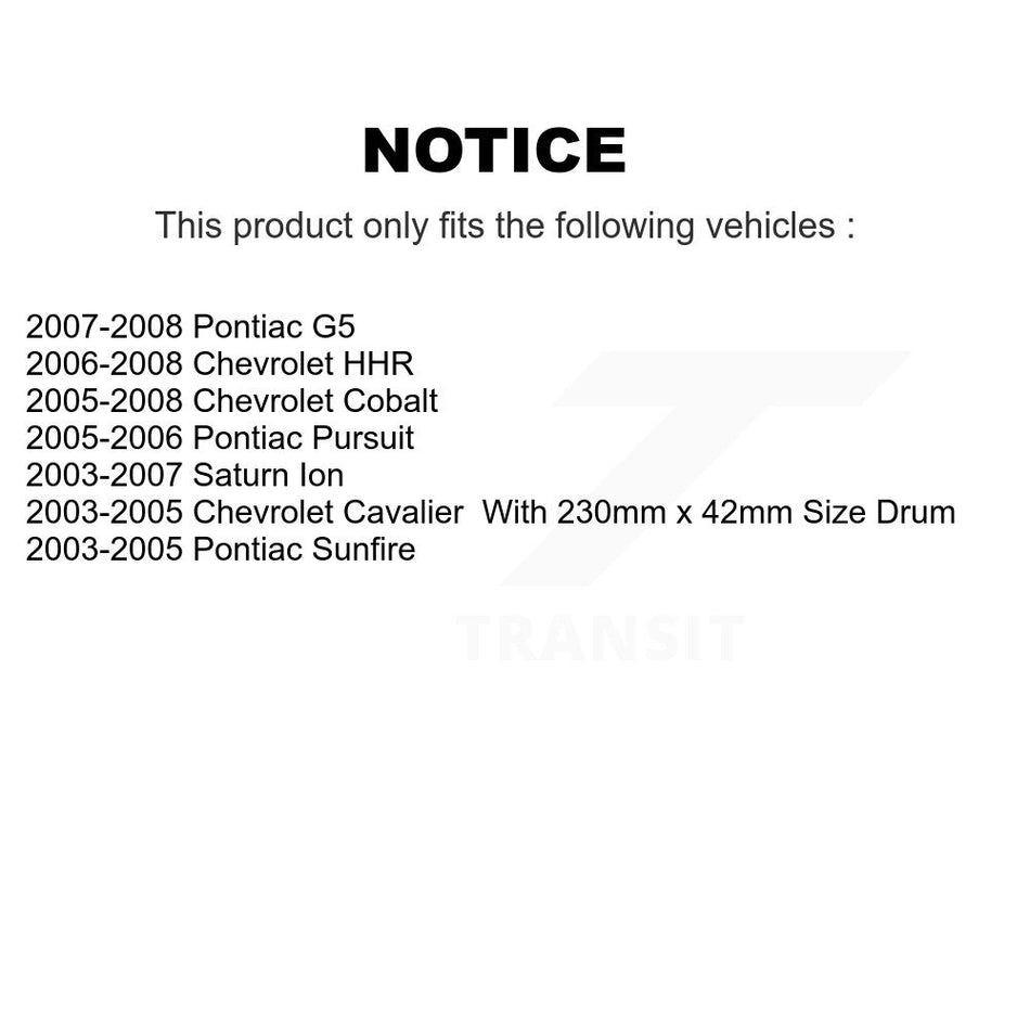 Rear Drum Brake Shoes Hardware Kit For Chevrolet Pontiac Cobalt Saturn Ion G5 Sunfire HHR KNH-100161