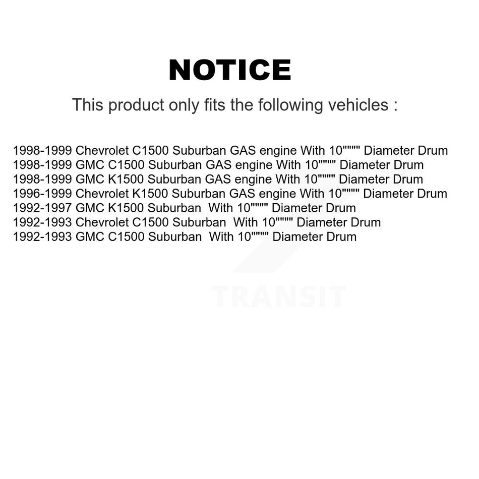 Rear Drum Brake Shoes With Hardware Kit For K1500 Suburban GMC Chevrolet C1500 KNH-100164