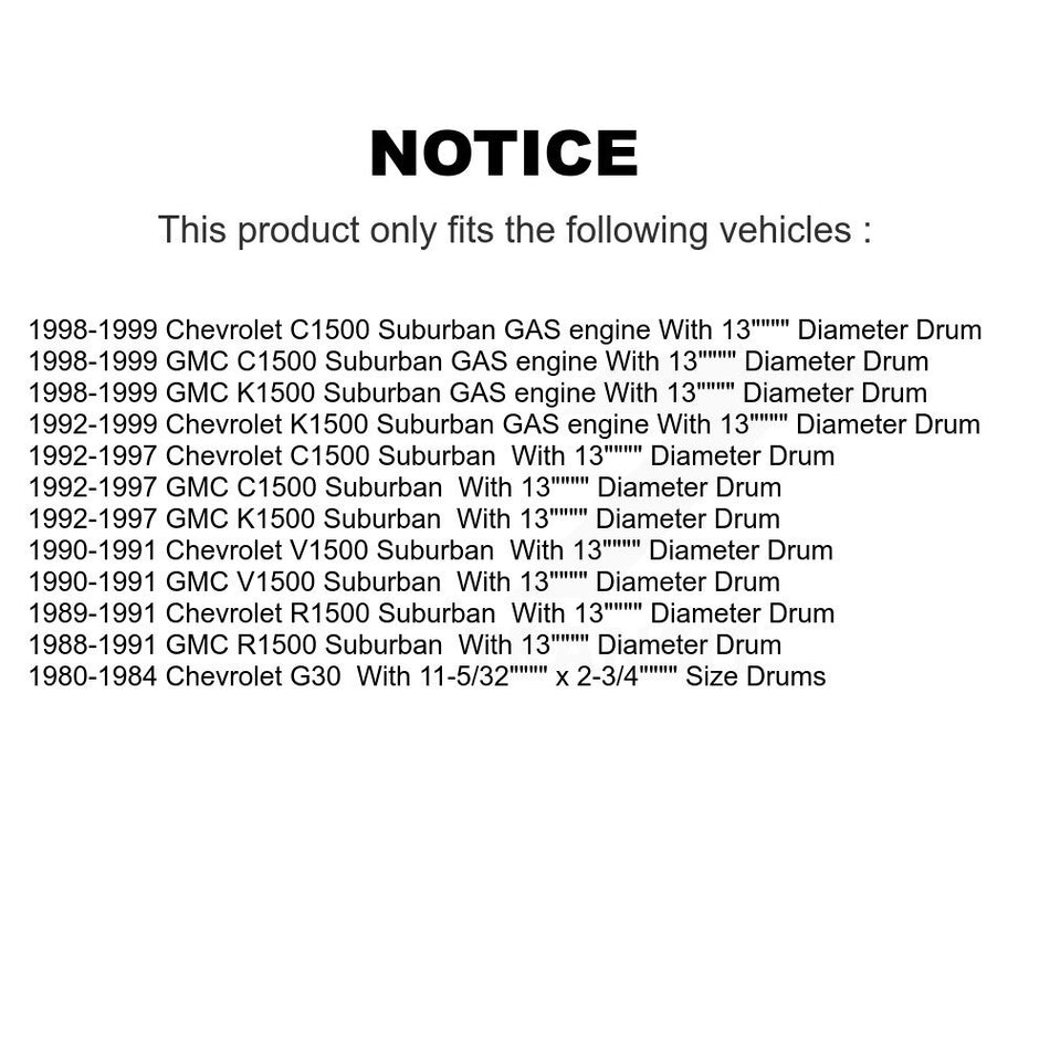 Rear Drum Brake Shoes Hardware Kit For Chevrolet K1500 Suburban GMC G30 C1500 R1500 V1500 KNH-100165