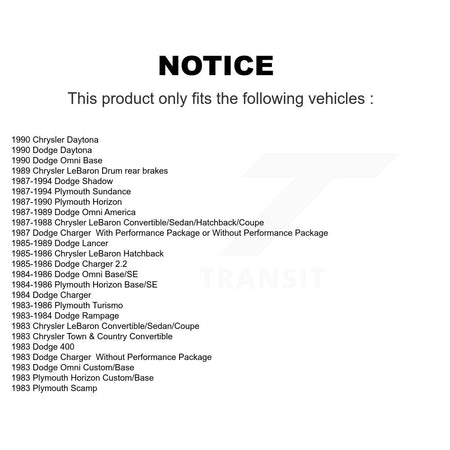 Rear Drum Brake Shoe Hardware Kit For Dodge Chrysler LeBaron Shadow Plymouth Sundance 400 KNH-100173