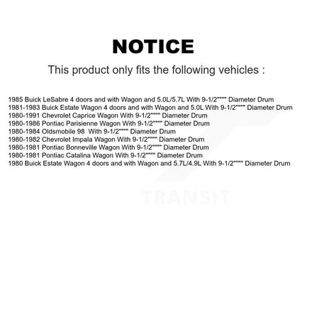 Rear Drum Brake Shoes Hardware Kit For Chevrolet Caprice Pontiac Parisienne Oldsmobile 98 KNH-100198