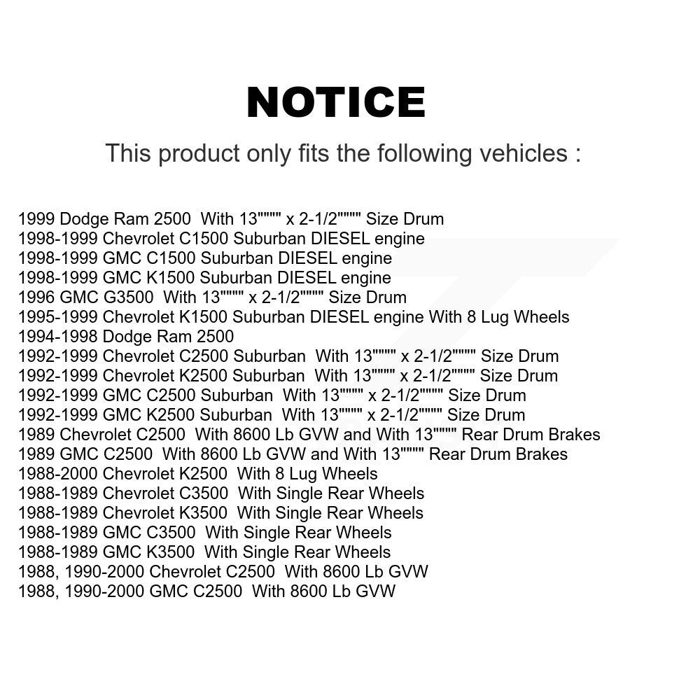 Front Semi-Metallic Disc Brake Pads And Rear Drum Shoes Kit For Dodge Ram 2500 Chevrolet KNN-100187