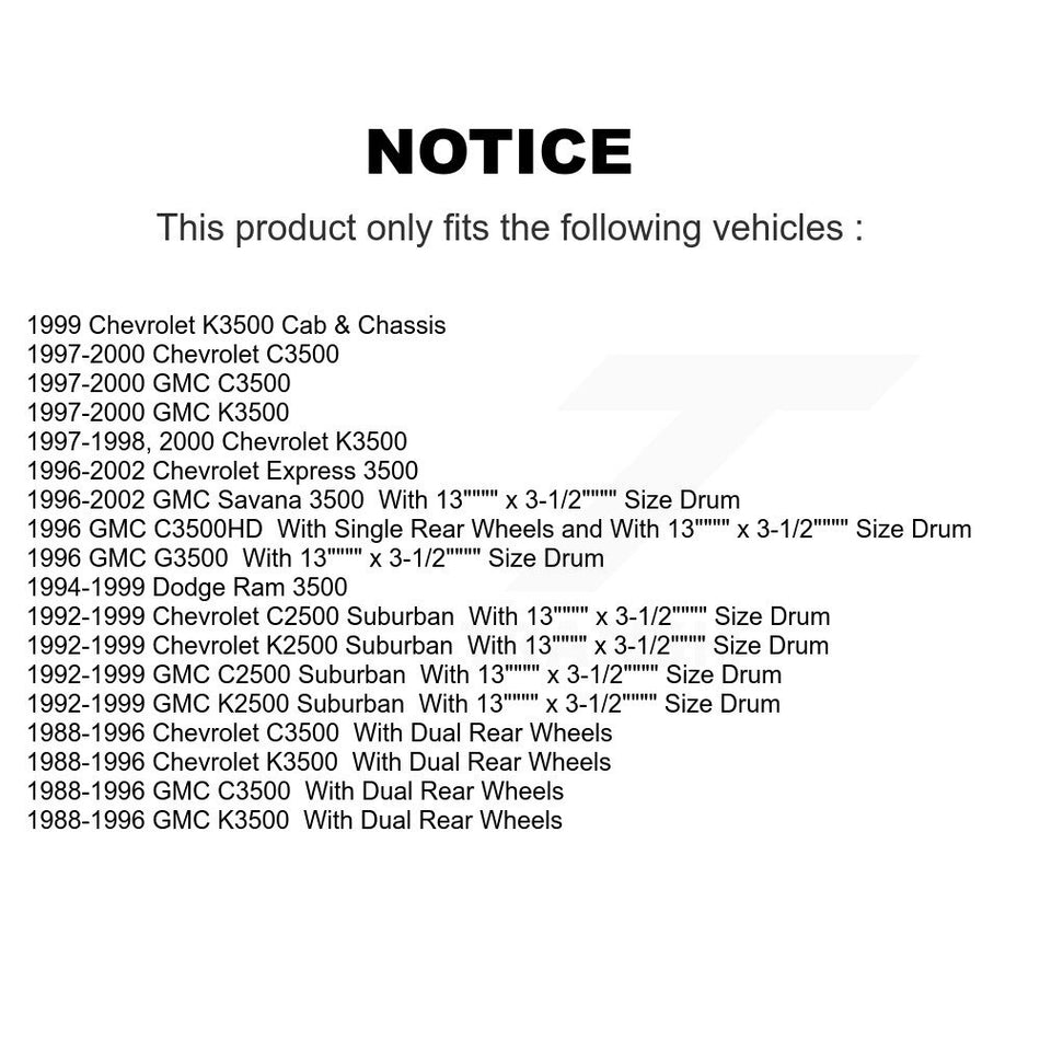 Front Semi-Metallic Disc Brake Pads And Rear Drum Shoes Kit For Chevrolet GMC K3500 Dodge KNN-100203