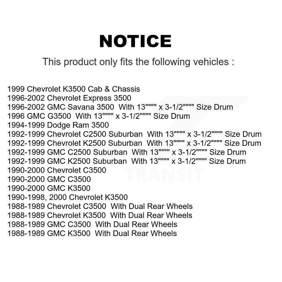Front Semi-Metallic Disc Brake Pads And Rear Drum Shoes Kit For Chevrolet GMC K3500 Dodge KNN-100204