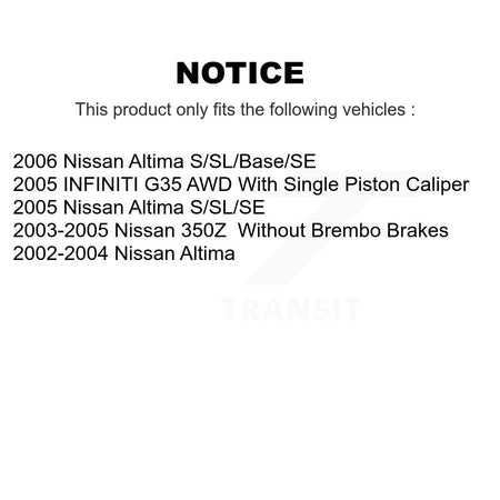 Front Rear Ceramic Disc Brake Pads And Parking Shoes Kit For Nissan Altima G35 KNN-100605