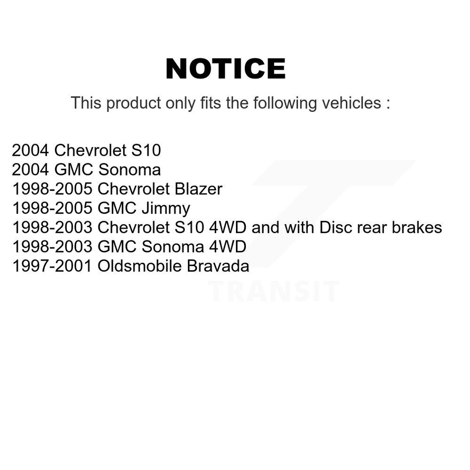 Front Rear Ceramic Disc Brake Pads And Parking Shoes Kit For Chevrolet GMC S10 KNN-101137