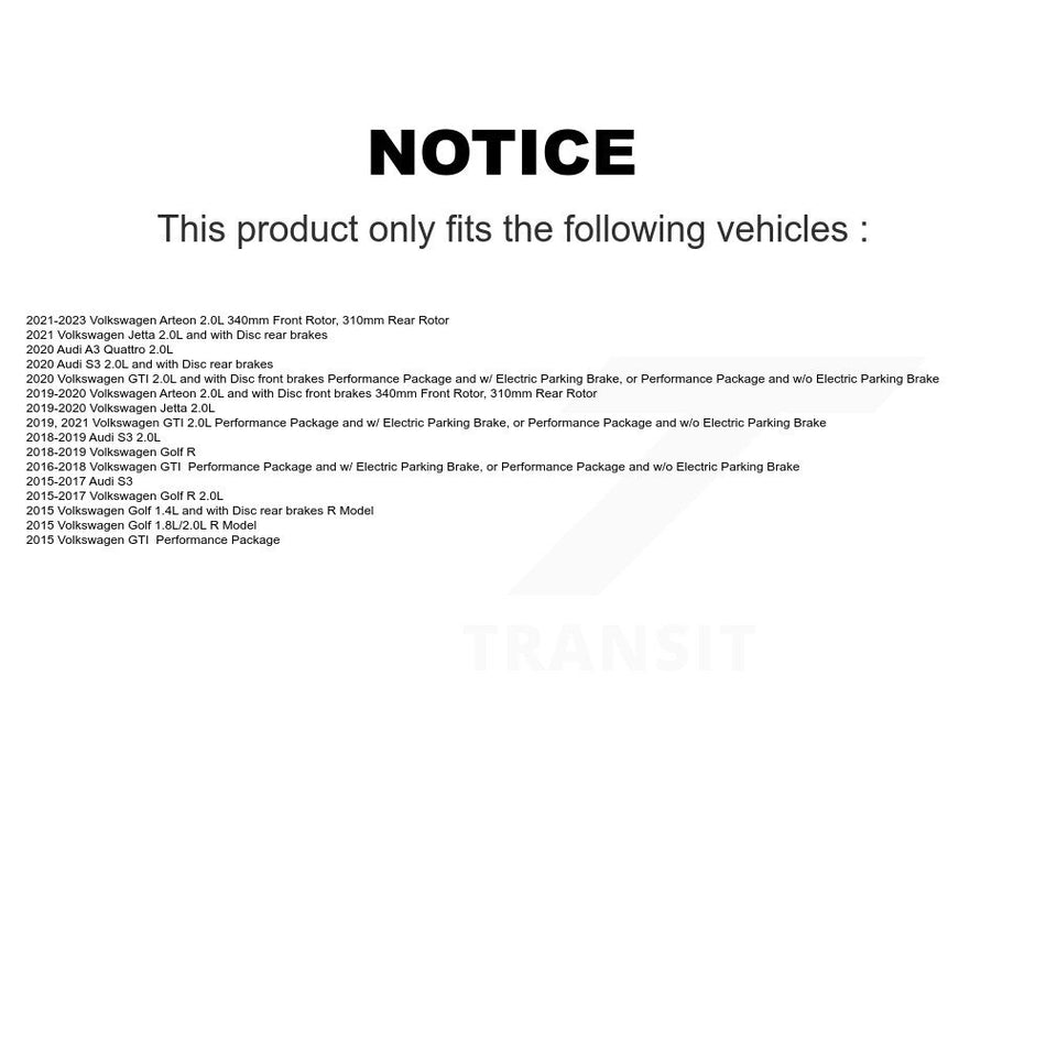 Front Ceramic Brake Pad Extra Wear Sensor Kit For Volkswagen Jetta GTI Golf R Arteon Audi KNW-100649