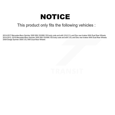 Rear Ceramic Disc Brake Pad & Extra Wear Sensor Kit For Sprinter 3500 Mercedes-Benz Dodge KNW-100902