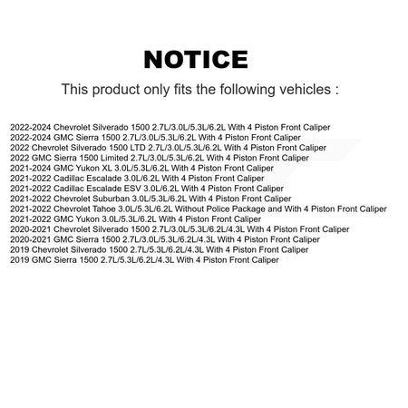 Front Ceramic Brake Pads Extra Wear Sensor Kit For GMC Chevrolet Silverado 1500 Sierra XL KNW-101345