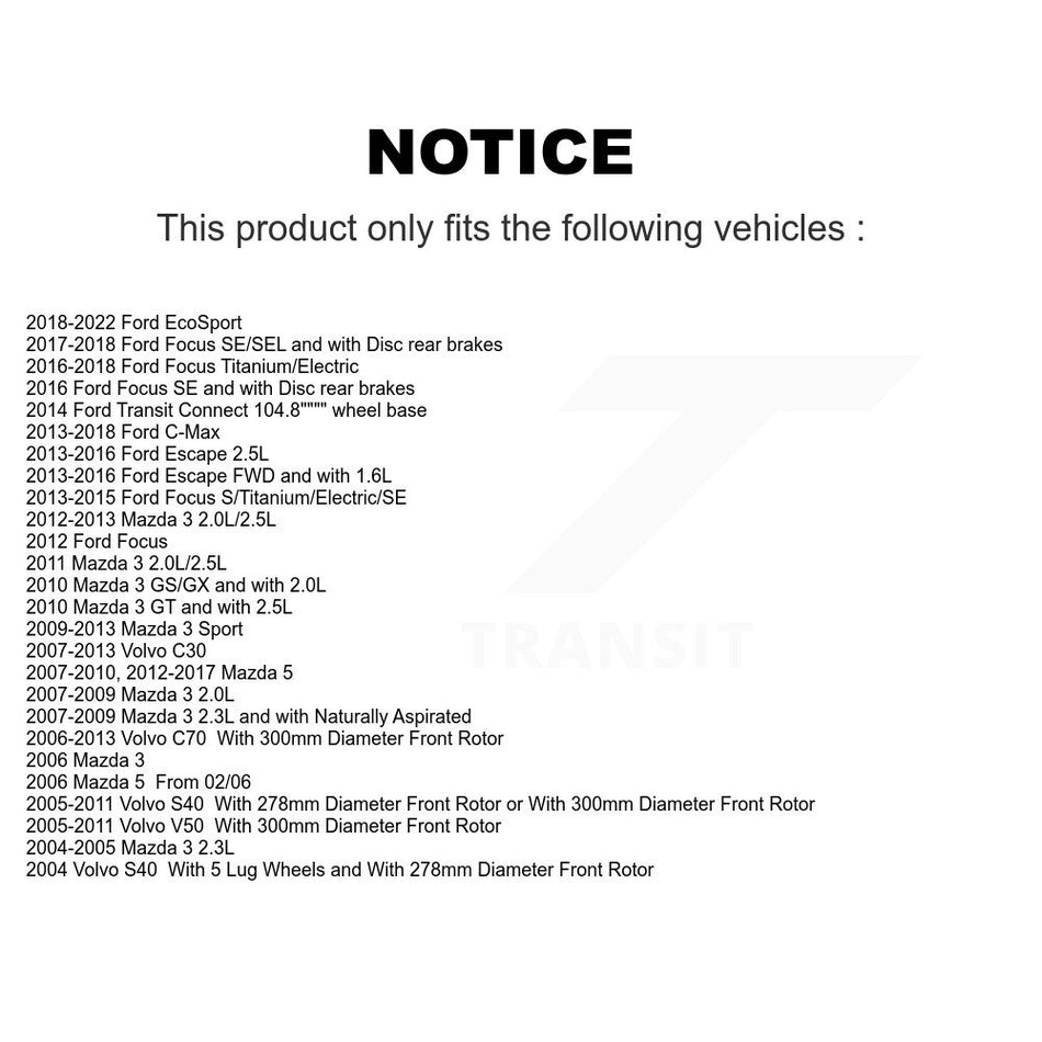 Front Rear Semi-Metallic Brake Pads Kit For Ford Focus Escape Mazda 3 Volvo 5 C-Max EcoSport S40 Transit Connect C70 C30 V50 Sport KPF-100022