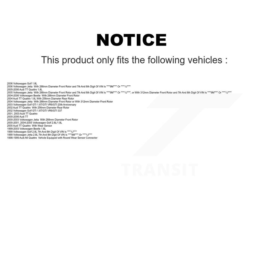 Front Rear Semi-Metallic Brake Pads Kit For Volkswagen Jetta Beetle Golf Audi TT Quattro A6 KPF-100328