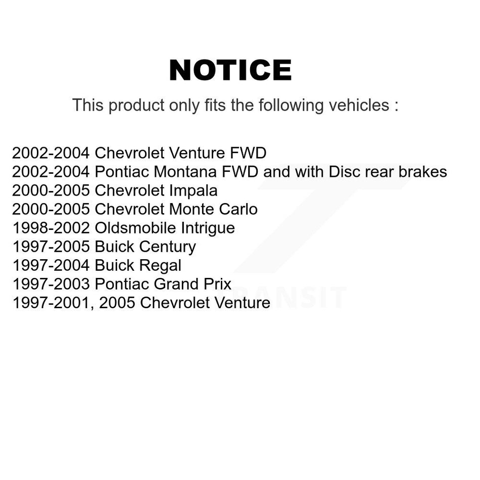 Front Rear Semi-Metallic Brake Pads Kit For Chevrolet Impala Buick Century Pontiac Grand Prix Venture Monte Carlo Regal Oldsmobile Intrigue Montana KPF-100331