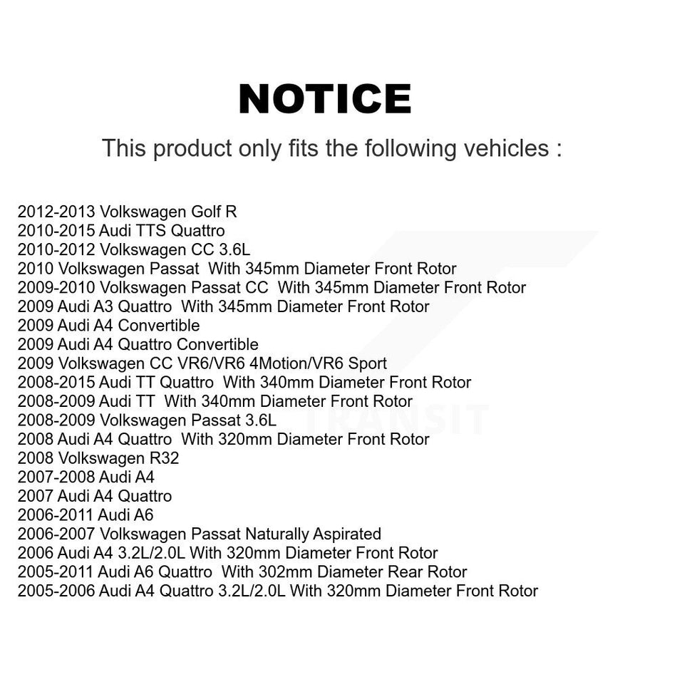 Front Rear Semi-Metallic Brake Pads Kit For Volkswagen Audi Passat CC A4 Quattro A6 TT Golf R R32 KPF-100549