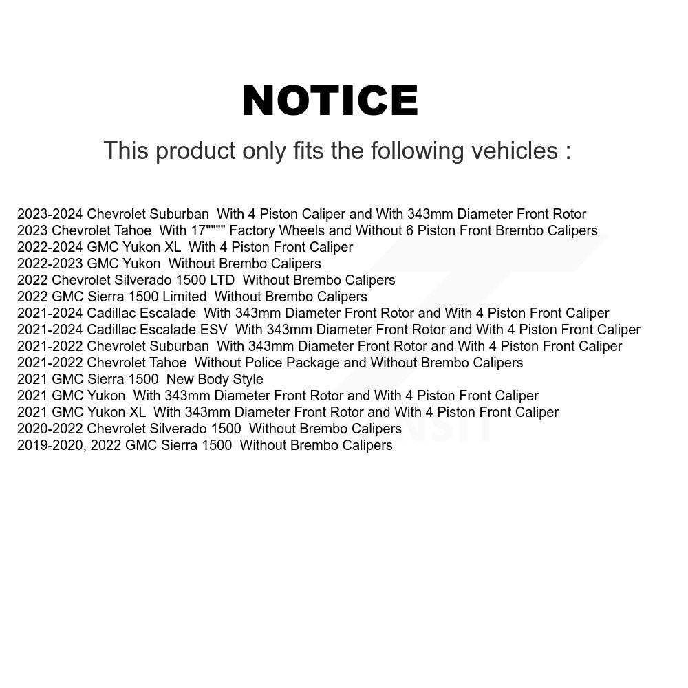 Front Rear Semi-Metallic Brake Pads Kit For GMC Chevrolet Silverado 1500 Sierra Yukon XL KPF-100608